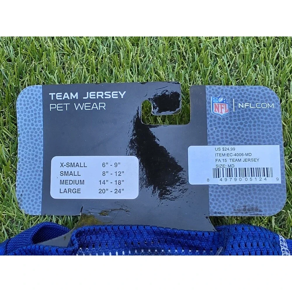 NY Giants Pet Wear Blue Team Jersey Size Medium 14